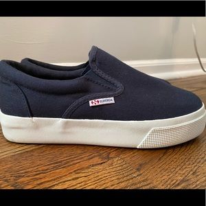 Superga navy slip on sneakers